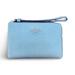 Coach Bags | Like New! Coach Aqua Blue Crossgrain Leather Corner Zip Wristlet | Color: Blue/Silver | Size: 6.5 L X 4.5” H