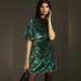 Anthropologie Dresses | By Anthropologie Short-Sleeve Mock-Neck Velvet Mini Dress Size 2 | Color: Blue/Green | Size: S