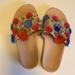 Kate Spade Shoes | Kate Spade Floral Slip On Slide Sandals, Plastic With Leather Flowers Size 7 | Color: Blue/Pink | Size: 7
