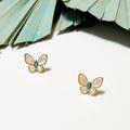 Anthropologie Jewelry | Butterflyearrings #518 | Color: Green/White | Size: Os