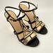 Kate Spade Shoes | Kate Spade Wedge Heels 8 B Black Gold Open Toe Ankle Strap Heeled Sandals | Color: Black/Gold | Size: 8