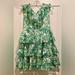 Lilly Pulitzer Dresses | Lilly Pulitzer Green Floral Dress In Size 4 With Ruffles, Off The Shoulders | Color: Green/White | Size: 4
