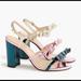 J. Crew Shoes | J. Crew Collection Stella Metallic Emerald Bow Block Heels Sandals Size 6.5 | Color: Green/Pink | Size: 6.5