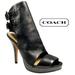 Coach Shoes | Coach Analeigh Soft Black Leather Open Toe Ankle Buckle Stiletto Heels. Sz 8.5b | Color: Black | Size: 8.5