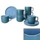 Ritzenhoff 6er Set Jasper Kaffeetassen mit Untertassen Ozeanblau für 6 Personen