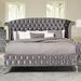 Transitional Upholstered Bed in Grey & Metallic