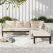 5-Person Patio Outdoor L-Shaped Sectional Sofa with Cushions and Rope Waved, Acacia Wood Frame