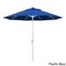 California Umbrella 9' Rd. Aluminum Market Umbrella, Crank Lift with Push Button Tilt, White Finish, Pacifica Fabric