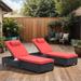 2 Pcs Outdoor Patio Chaise Lounge Recliners, Red