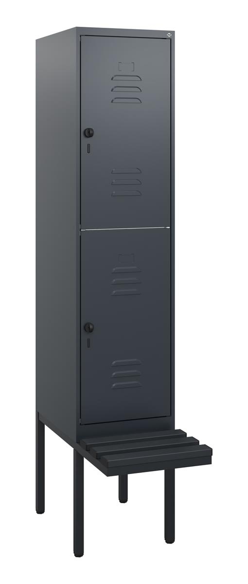 C+P Doppelstock-Spind Classic PLUS, Bank, 1 Abteil, 1950x400x815mm, 7016/7016 Image