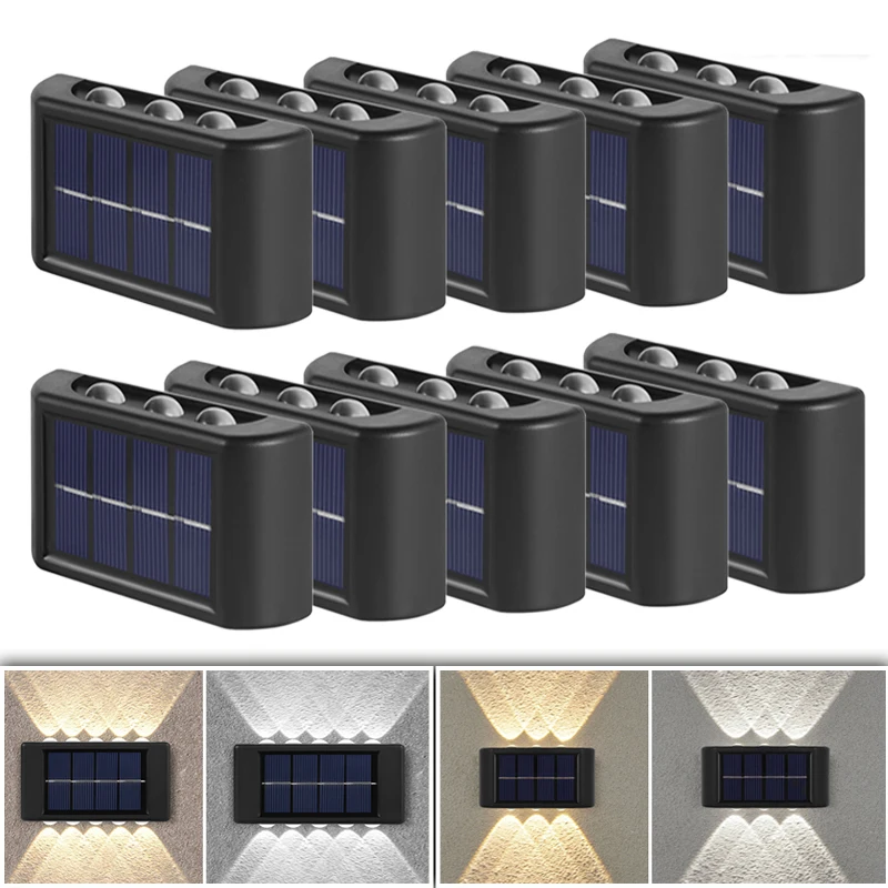 Solar Wand leuchte Solar LED Licht Outdoor Zaun Lichter wasserdichte Girlande Lampe Garten dekoration Solar Straßen laterne Terrassen leuchten
