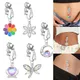 Stainless Steel Fake Belly Ring Dragonfly Dangling Long Fake Belly Piercing Clip Umbilical Navel