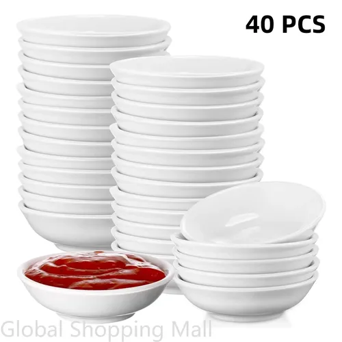 Dip-Schalen Set mit 40 Plastik-Dip-Sojasauce-Geschirr & Schüssel Sojasauce-Geschirr das kleine