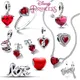 Disney funkelnde nivellierte rote Herz Halskette und Ring Ohrringe Charms passen Pandora Armband DIY