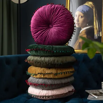 Nordic Stil Quaste Dutch Samt Plissee Kürbis Runde Sitzkissen Kissen Hocker Werfen Sofa Wohnkultur Cojines Redondo Coussin Image