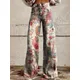 Fashionable Floral Women's Jeans Korean Elegant High Waisted Wide Leg Pants Loose Full Ladies Casual