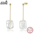 Effie Queen-Boucles d'oreilles rétro baroques en perles de culture d'eau douce pour femme argent