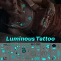 Tatouage autocollant lumineux bleu mignon arc-en-ciel petit doigt tatouage temporaire