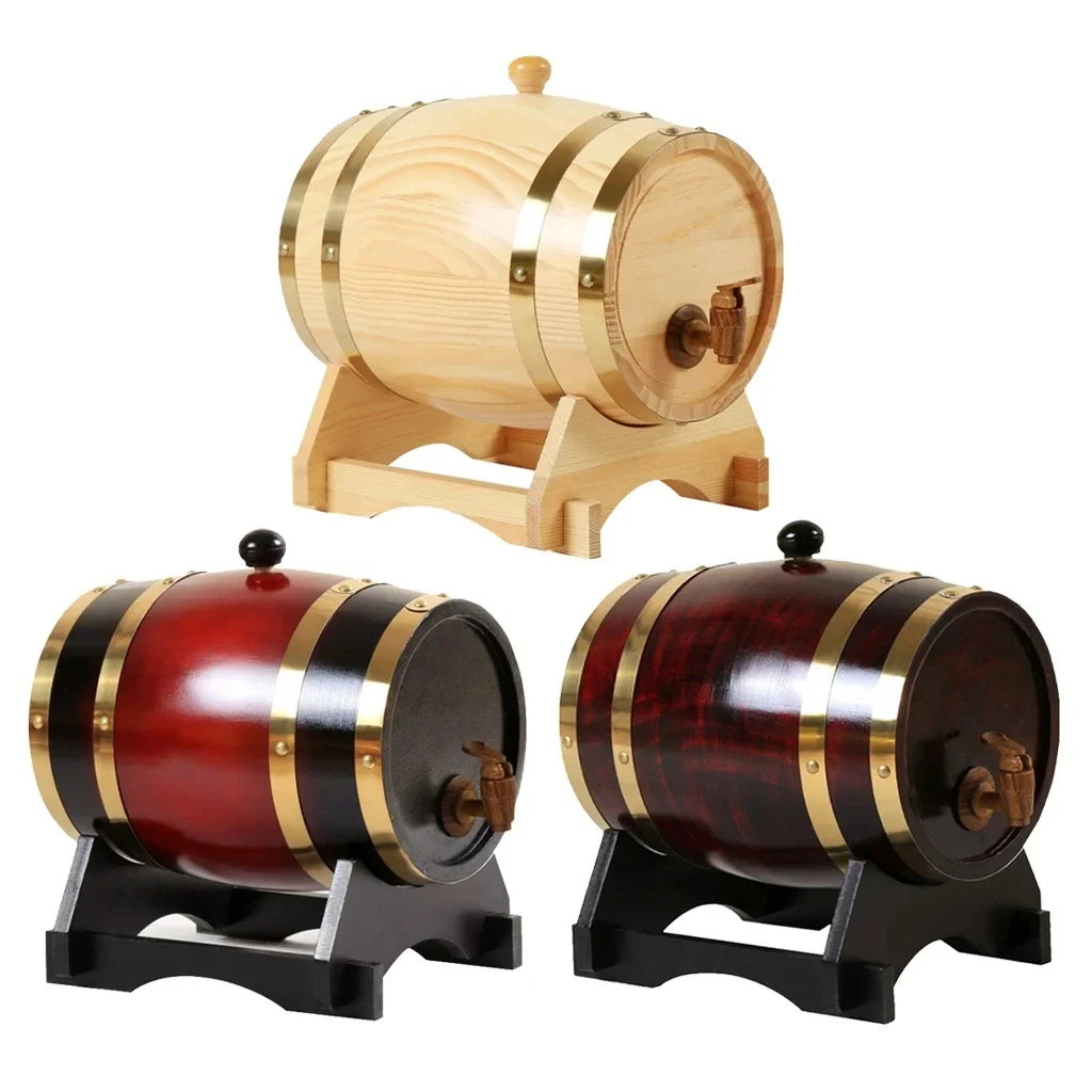 1,5 l/3l Holzfass Retro Whisky Fass Rotwein Eimer Großraum Vorrats behälter mit Wasserhahn Weinher stellung Zubehör Image