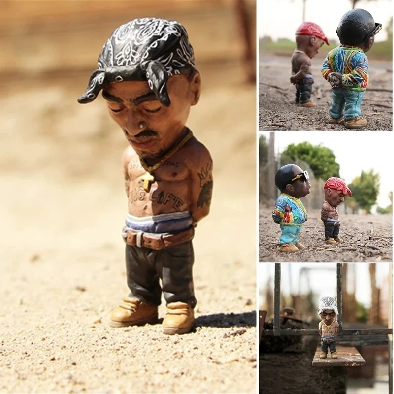 Auto Ornamente Hip Hop Rapper Tupac Figur Harz Kunst Mini Puppe für Büro Auto Dekoration Auto Innen Zubehör Image