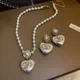 Ensemble de bijoux pendentif coeur perle pour femme colliers élégants boucles d'oreilles de la