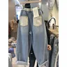 8874 Neuankömmling Distressed trend ige Streetwear Jeans für Frauen Frühling hohe Taille Reiß