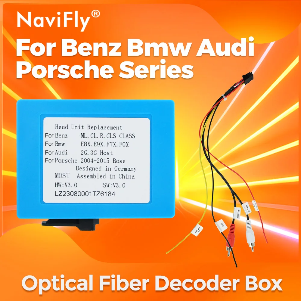 Navifly Autoradio Stereo Glasfaser Decoder Box Verstärker Adapter für Mercedes Benz ml gl r cls Klasse BMW Audi Porsche Serie Image