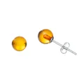 Petites Boucles d'Oreilles Boule en Ambre de la Baltique group pour Femme en Argent Sterling 925