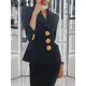 DEAT Fashion Women's Blazer Notched Collar Big Single Breasted Long Sleeve Slim Suit Jackets Female