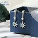 LAMOON Natural Topaz Earrings For Women Gemstone Drop Earring Snow Star Earring 925 Sterling Silver