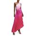 Ombré One-shoulder Side Cutout Pleated Dress - Pink - Mango Dresses