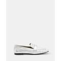 Sapphire Metallic Leather Loafer Shoes - White - AllSaints Flats