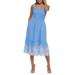 Smocked Cotton Voile Midi Dress - Blue - Kensie Dresses