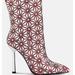 London Rag Precious Mirror Embellished High Ankle Boots - Red - US-10 / UK-8 / EU-41