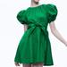 alice + olivia Kylan Puff Sleeve Mini Dress - Green