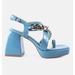 London Rag Frecklin Metal Chain Block Heel Sandals - Blue - US 7