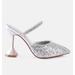 London Rag Iris Glitter Diamante Spool Heeled Sandals - Grey - US 6