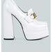 London Rag Bratz Horsebit Diamante Embellished Chunky Platform Loafers - White - US-6 / UK-4 / EU-37