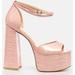 London Rag Alice Croc Platform Heeled Sandals - Pink - US-5 / UK-3 / EU-36