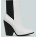 London Rag Yadira Duotone Color Block Pointed Toe High Ankle Chelsea Boots - White