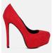 London Rag Clarisse Diamante Faux Suede High Heeled Pumps - Red - US 10