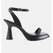 London Rag Five Star Ankle Strap Kitten Heel Sandals - Black - US 10