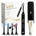 LUX Oral Care LED Whitening Electric Toothbrush - Rechargeable Electronic Brush for Adults - LED Blue Light Whitening & Cleaning - Powered w/Sonic Technology for Whiter Cleaner Teeth Black/Gold