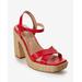 Boston Proper - Red - Woven Platform Block Heel - 7.5