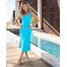 Boston Proper - Blue Grotto - Beyond Travel Sweetheart Neckline Midi Dress - Small