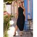 Boston Proper - Black - One shoulder Tie Waist Knit Dress - XS