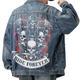 Totenkopf Motiv Brautkleider schlicht Herren Mantel Jeansjacke Sport Natur Ausgehen Wochenende Herbst Winter Umlegekragen Langarm Schwarz Blau M L XL Denim Jacken