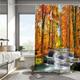 Forest Animals Flowing Streams Landscape Print Shower Curtain With Hook Modern Polyester Machined Waterproof Bathroom