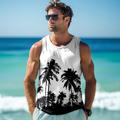 Graphic Coconut Palm Vacation Tropical Designer Men's 3D Print Vest Top Sleeveless T Shirt for Men Party Daily Gym T shirt White Sleeveless Crew Neck Shirt Spring Summer Clothing Apparel S M L XL