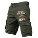 Men's Cargo Shorts Multiple Pockets Old Man Letter Printed Outdoor Short Sports Outdoor Classic Micro-elastic Shorts
